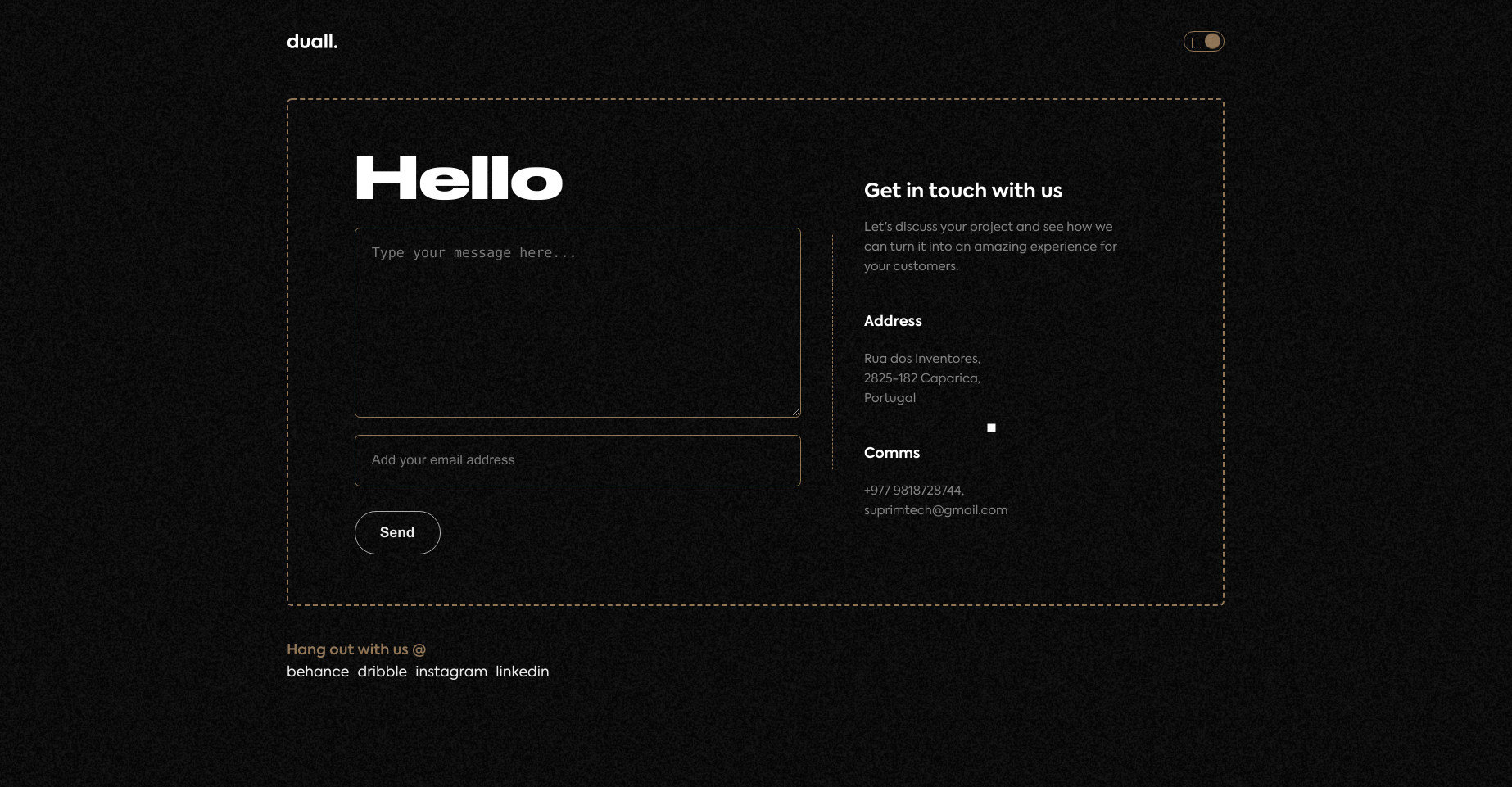 Duall Studio — Contact